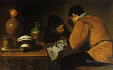 ディエゴ・ベラスケス Painting - テーブルにいる二人の若者 ディエゴ・ベラスケス
